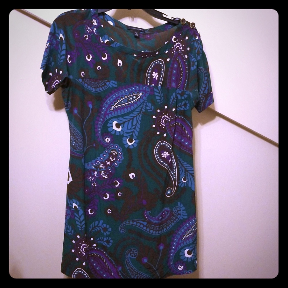 Banana Republic Teal/Purple Paisley Dress Sz S